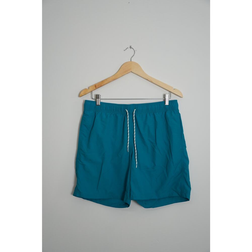 Goodfellow Swim‎ Trunks Men's Medium Teal Blue Elastic Waist Drawstring Shorts